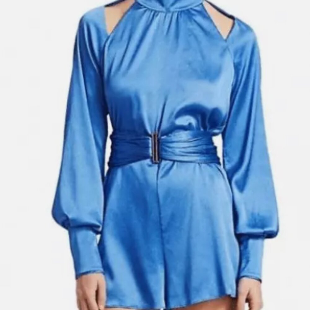 Alexis Romper, Drawstring Tie-Waist Puff-Sleeve Romper XS